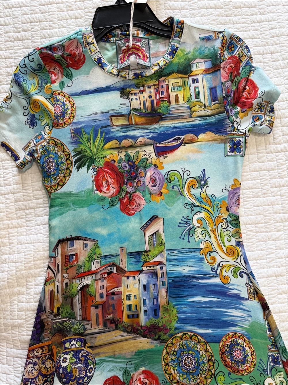Johnny Was The Janie Favorite Asymmetric Hem Short Sleeve Dress - Picture 8 of 11
